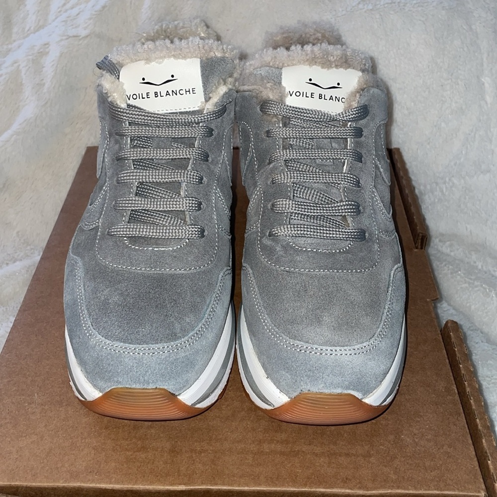NWT VOILE BLANCHE MARAN Fur Suede Sneakers in Grey - Picture 9 of 16